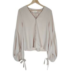 JOA Los Angeles Womens Blouse Small Beige Balloon Sleeve Feminine Fairycore Chic